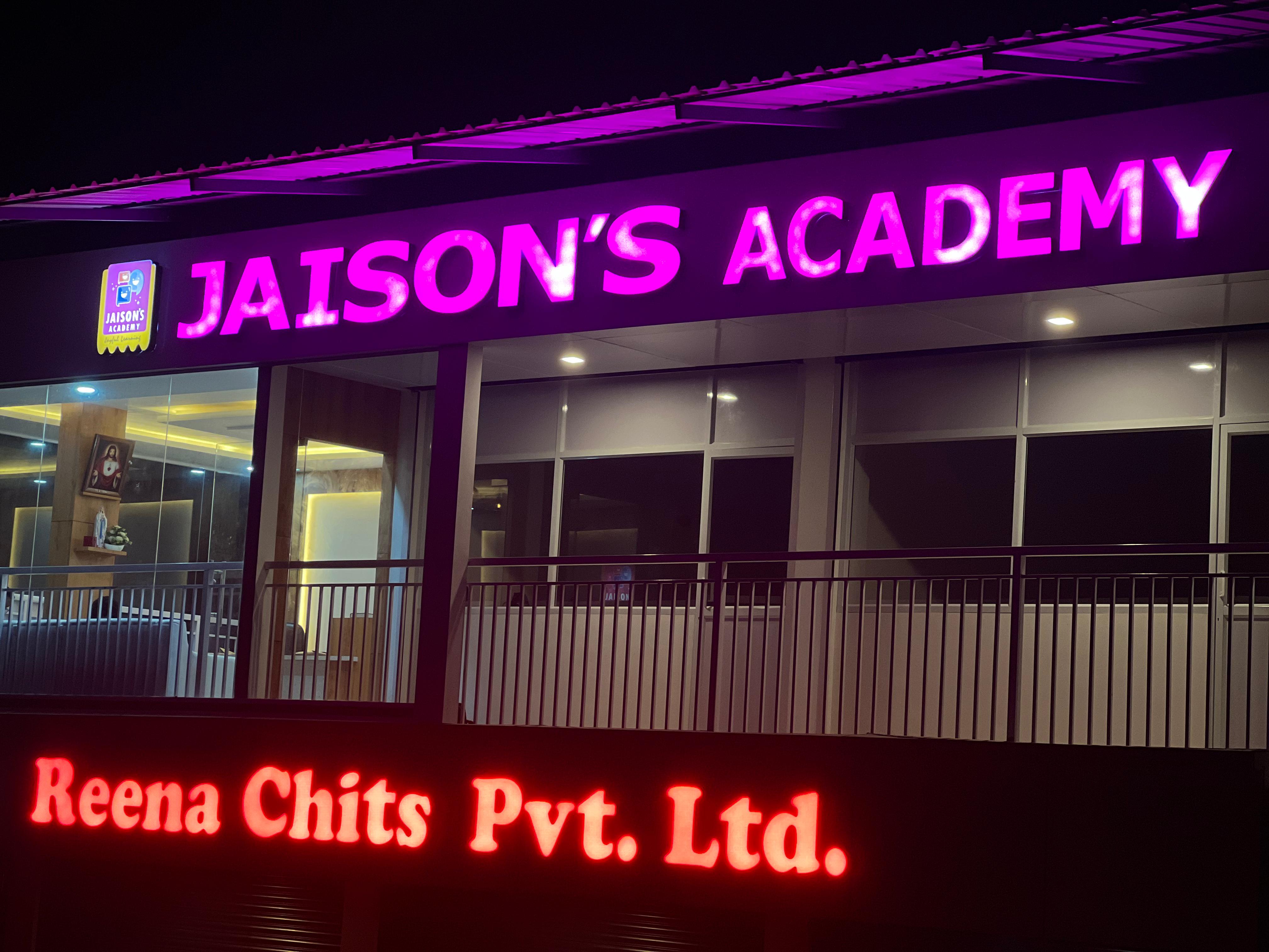 Jaison's Academy Building at Night